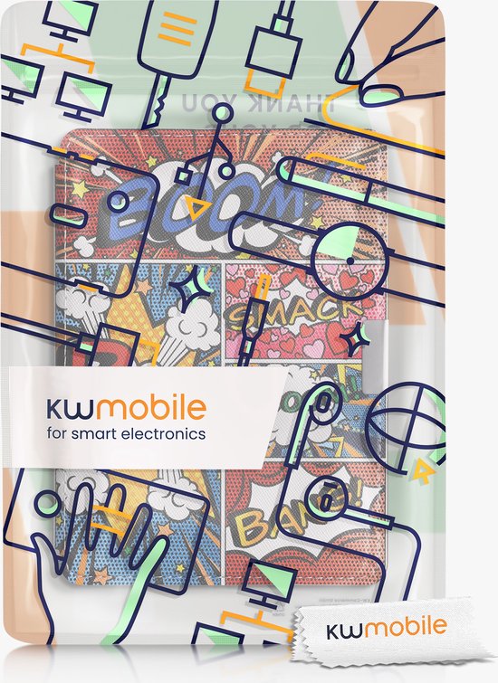 kwmobile e-reader hoesje geschikt voor Kobo Aura Edition 2 hoes - E reader flip case met magnetische sluiting - Ereader cover - Stripboek design in meerkleurig van Merkloos — afbeelding 5
