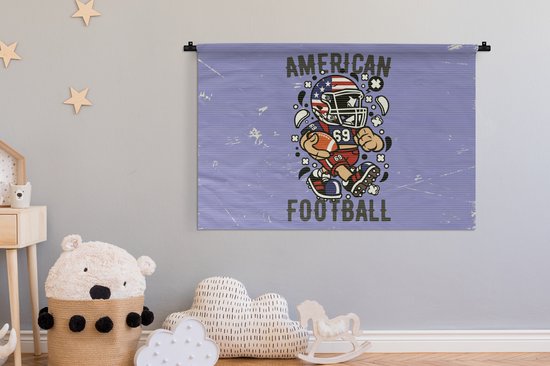 Wandkleed - Wanddoek - Voetbal - Amerika - Vintage - 150x100 cm - Wandtapijt
