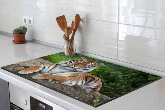 KitchenYeah® Inductie beschermer 80x52 cm - Tijger - Natuur - Stenen - Kookplaataccessoires - Afdekplaat voor kookplaat - Inductiebeschermer - Inductiemat - Inductieplaat mat