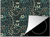 KitchenYeah® Inductie beschermer 59x52 cm - Bloemen - Blauw - Patroon - Kookplaataccessoires - Afdekplaat voor kookplaat - Inductiebeschermer - Inductiemat - Inductieplaat mat