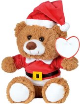 Kerst knuffel pluche beer bruin zittend 18 x 19 cm - Speelgoed knuffeldieren - Kerstcadeau knuffelberen