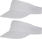 4x stuks witte zonneklep pet voor volwassenen - Katoenen verstelbare witte zonnekleppen - Dames/heren