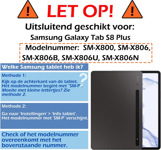 Hoesje - Geschikt voor Samsung Galaxy Tab S8 Plus - Met Screenprotector - Trifold Bookcase - Hard Cover - Hardcover Book Case - Tablet Hoes - Donkerrood