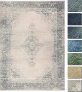 Kelim Vintage Vloerkleed - Crème 155 X 225 cm - Premium Laagpolig Woonkamer Tapijt - Anti-Slip, Machinewasbaar & Super Zacht