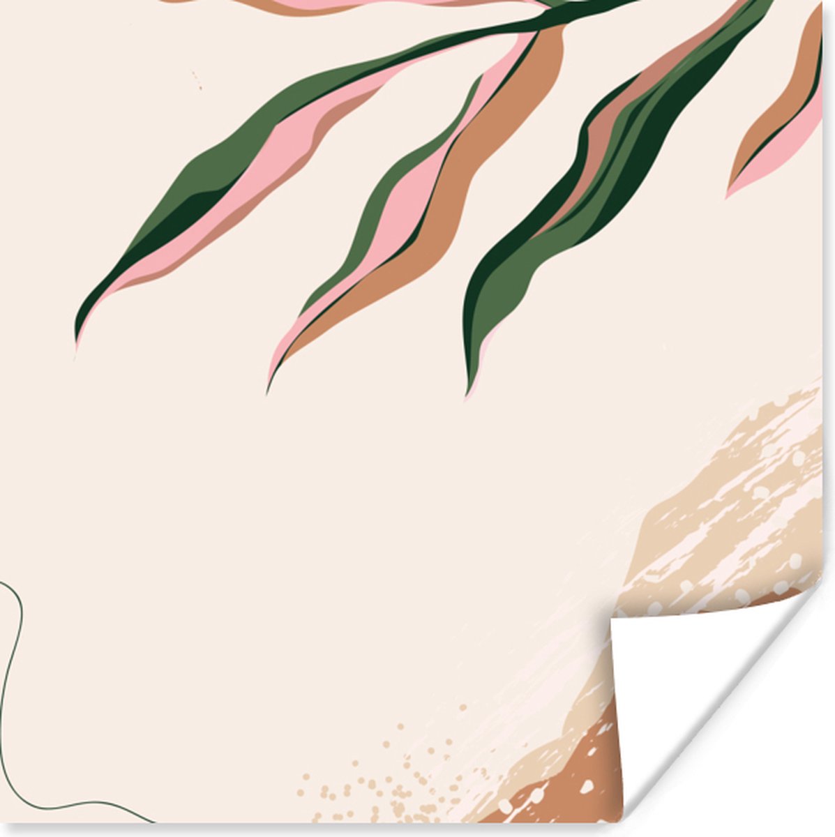 Poster Blad - Stippen - Zand - Abstract - 30x30 cm