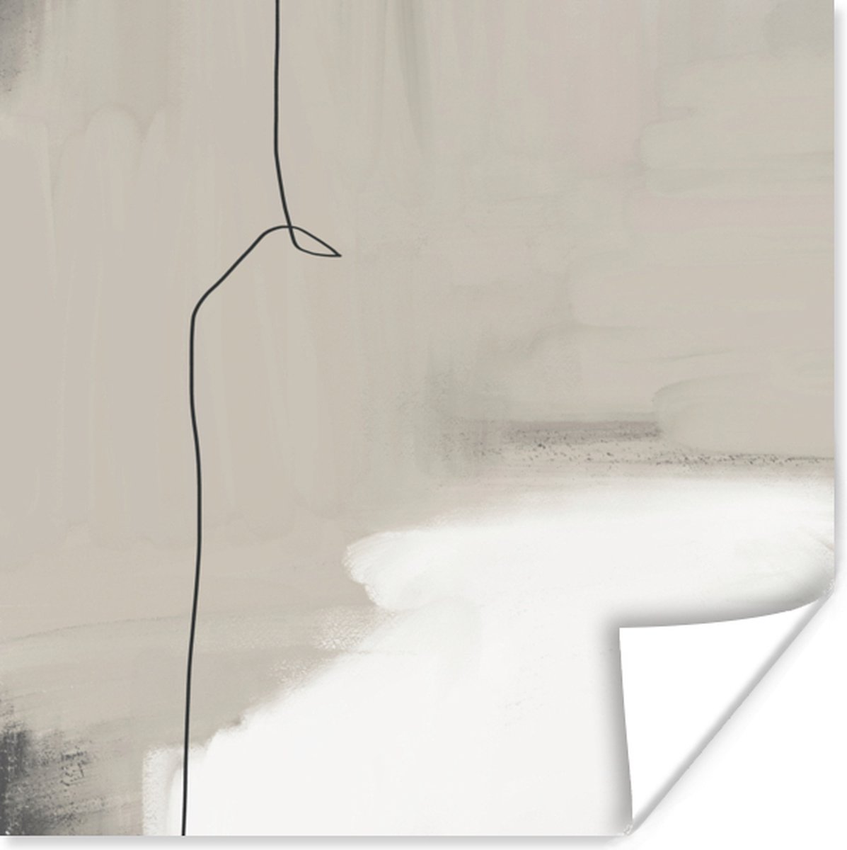 Poster Abstract - Taupe - Lijn - Design - 30x30 cm