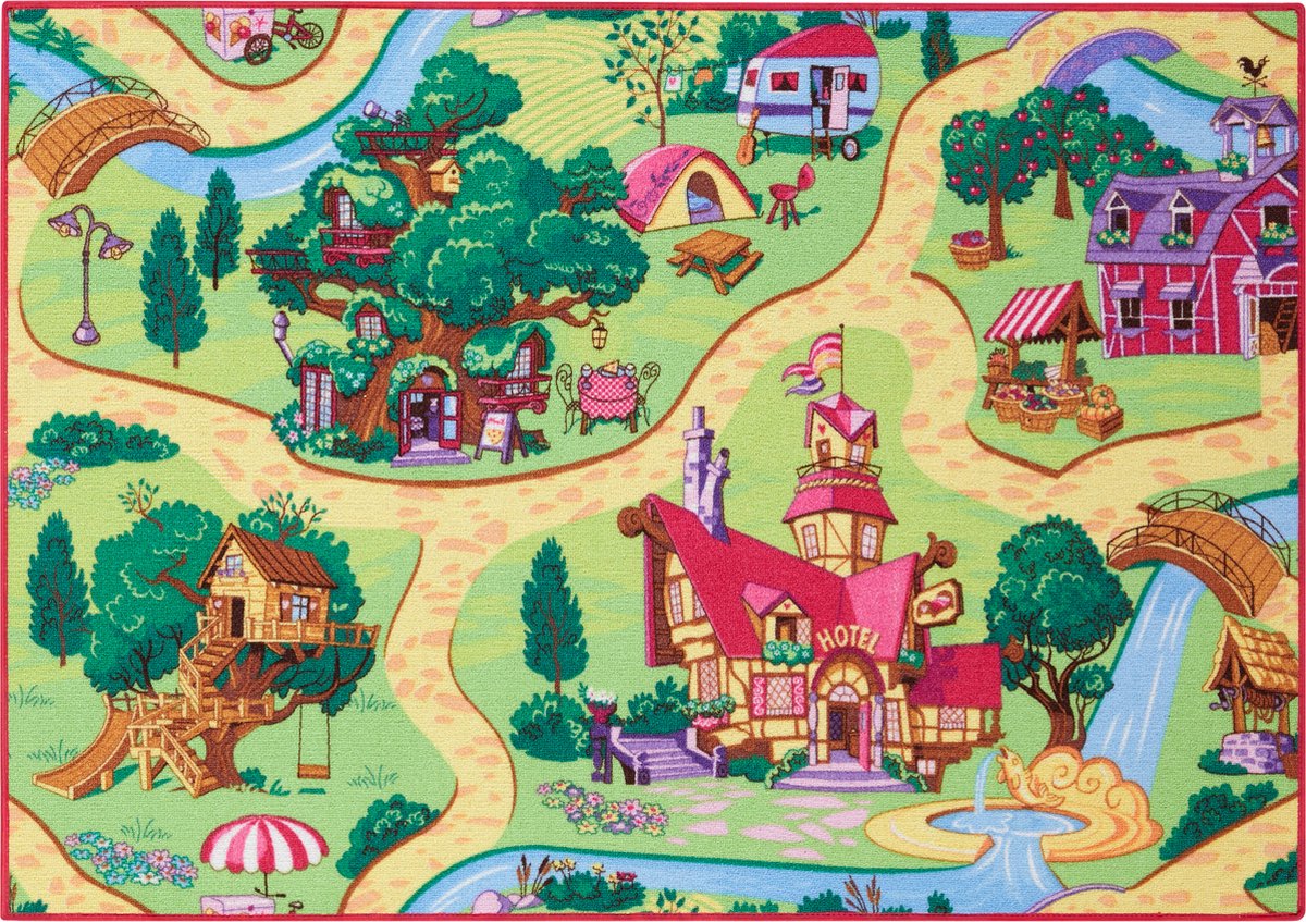 Carpet Studio Candy Town Speelkleed - 95x133cm - Vloerkleed Kinderkamer - Speelmat - Anti-slip Speeltapijt - Verkeerskleed