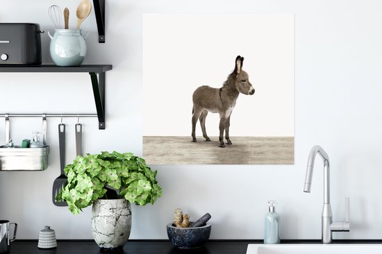 Poster kinderen - Poster dier - Schilderij kinderkamer - Ezel - Dieren - Kinderen - Lief - Schattig - Meisjes - Jongens - 50x50 cm