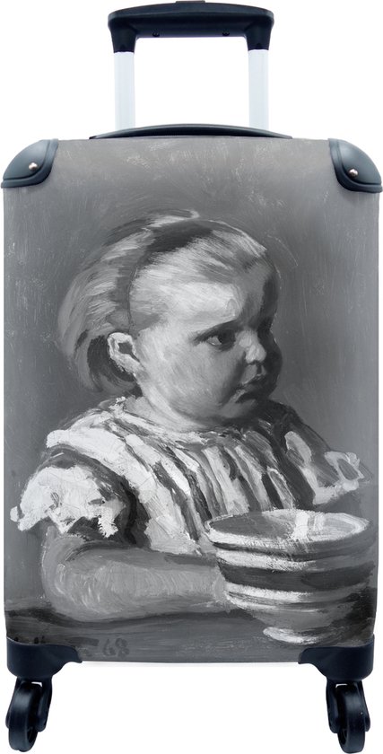Valise - L'Enfant à la tasse - Tableau de Claude Monet en noir/blanc -  35x55x20 cm 
