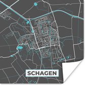 Poster Schagen - Plattegrond - Stadskaart - Kaart - 75x75 cm