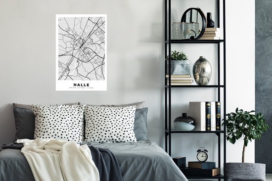 Affiche België – Halle – City Map – Map – Zwart Wit – Carte - 40x60 cm