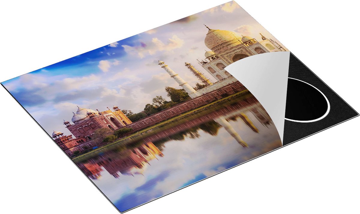 Chefcare Inductie Beschermer Taj Mahal bij het Water in India - 65x50 cm - Afdekplaat Inductie - Kookplaat Beschermer - Inductie Mat