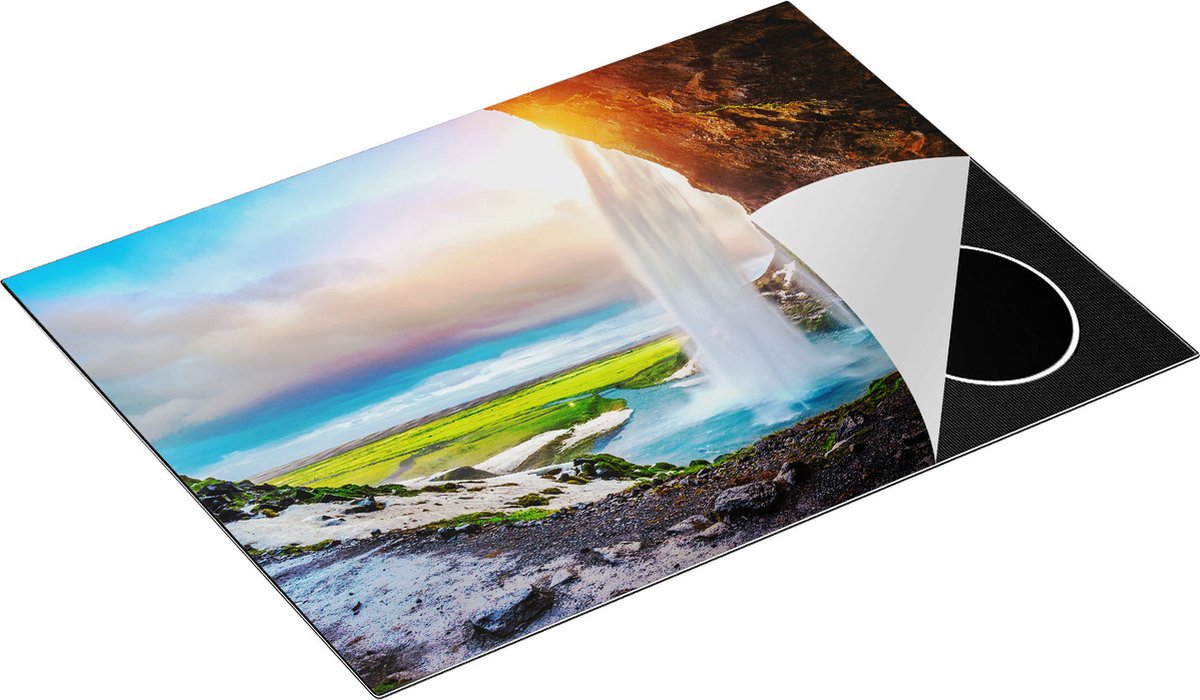 Chefcare Inductie Beschermer Waterval van een Klif bij Zonsondergang - 70x55 cm - Afdekplaat Inductie - Kookplaat Beschermer - Inductie Mat