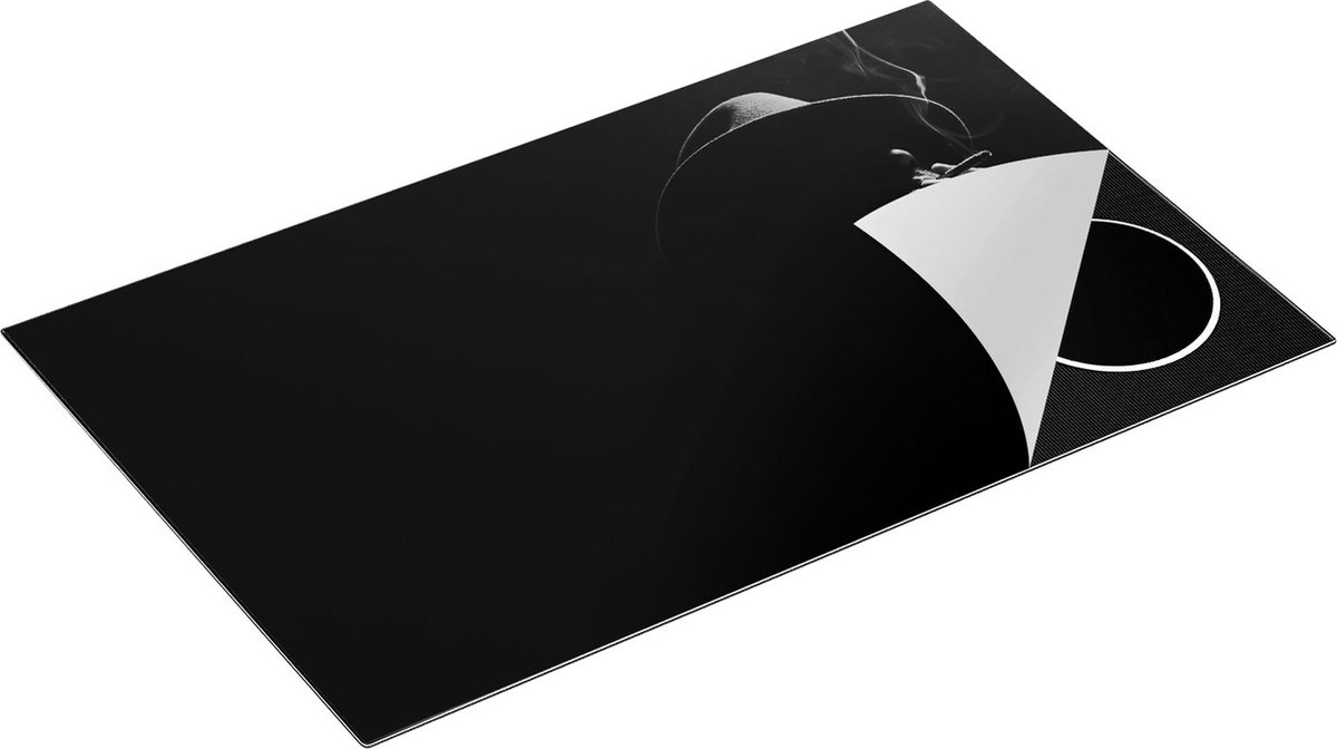 Chefcare Inductie Beschermer Man met Hoed Rookt een Sigaar - 85x52 cm - Afdekplaat Inductie - Kookplaat Beschermer - Inductie Mat
