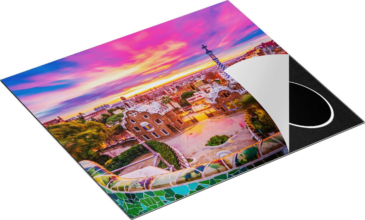 Chefcare Inductie Beschermer Park Güell Uitzicht op Barcelona - 59x51 cm - Afdekplaat Inductie - Kookplaat Beschermer - Inductie Mat