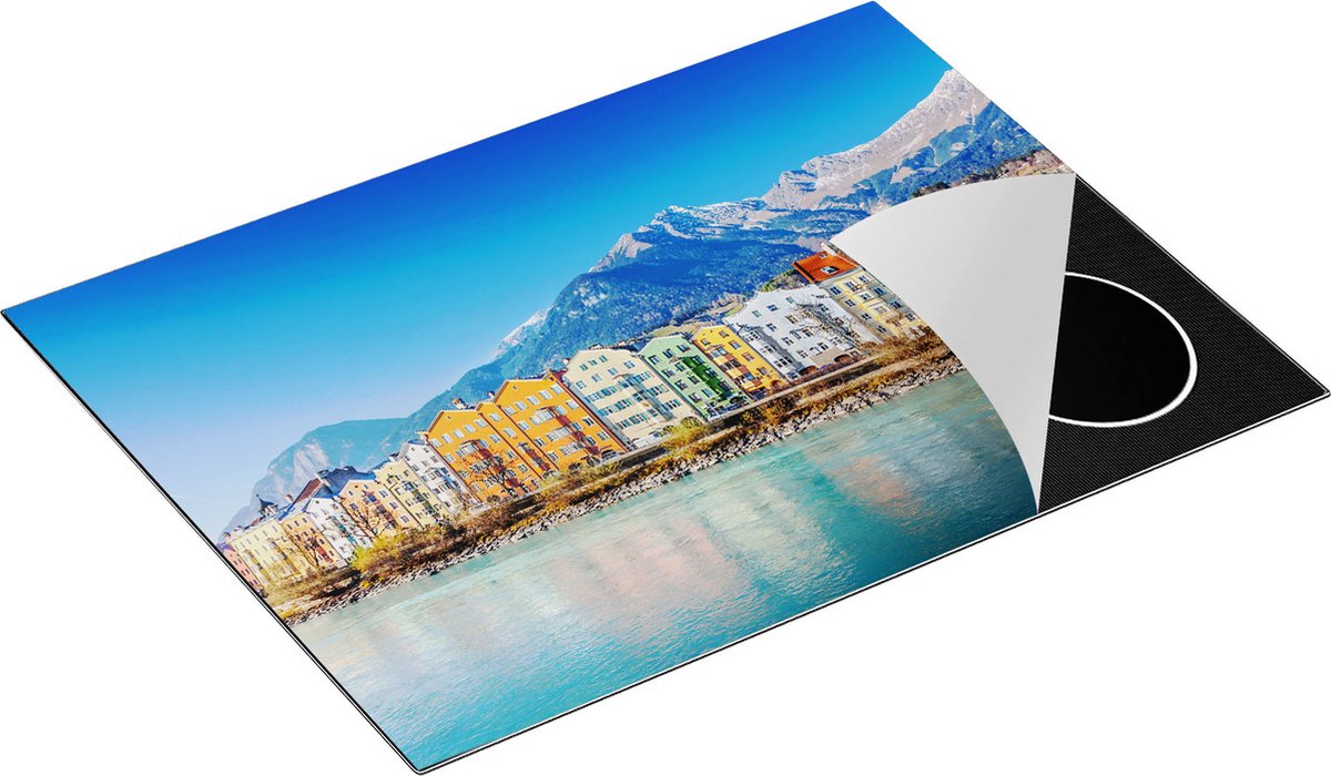 Chefcare Inductie Beschermer Gekleurde Huisjes in Innsbruck, Oostenrijk - 71x52 cm - Afdekplaat Inductie - Kookplaat Beschermer - Inductie Mat