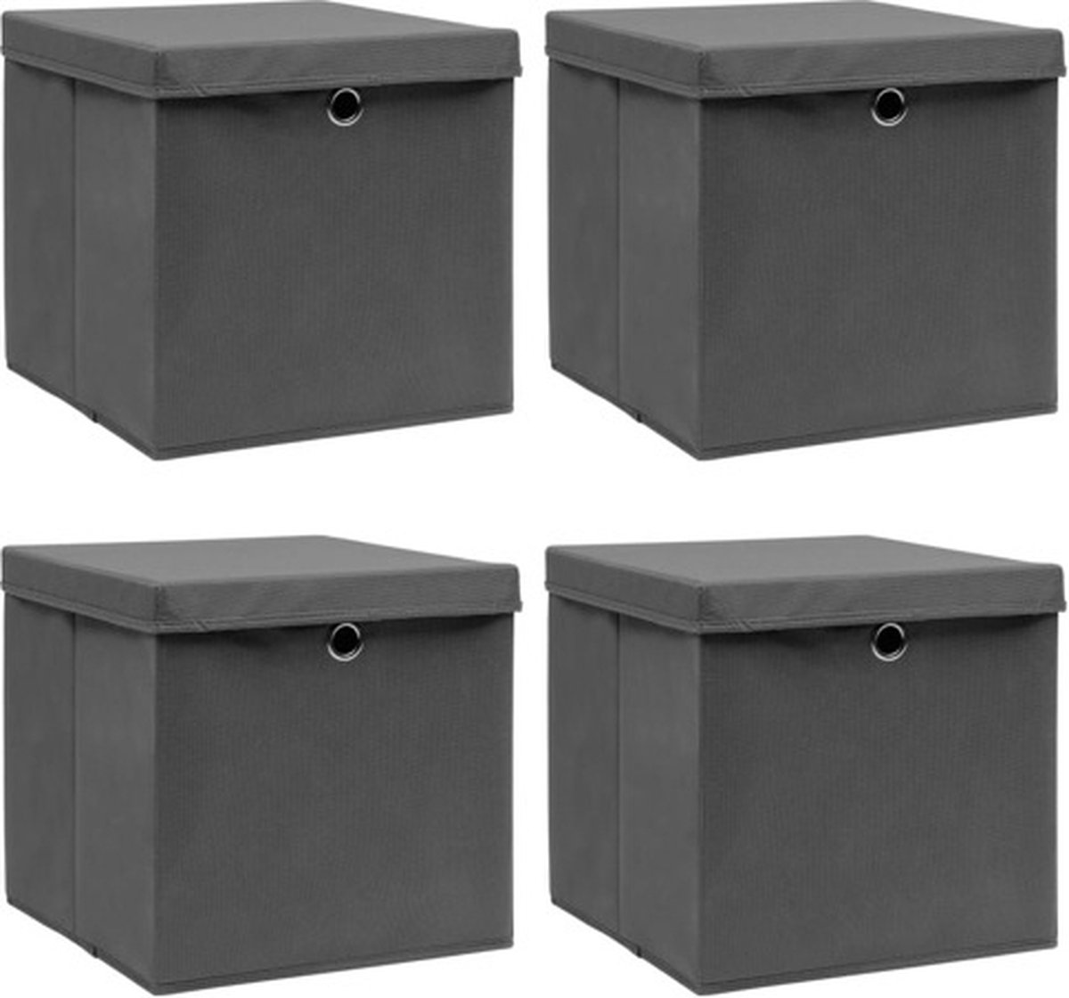 vidaXL-Opbergboxen-met-deksel-4-st-32x32x32-cm-stof-grijs