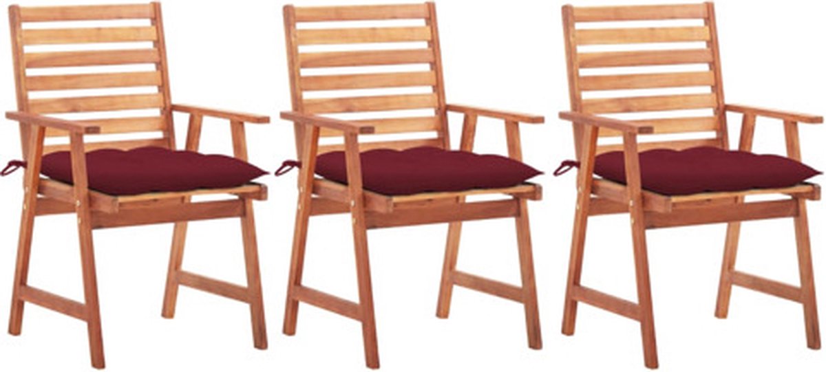 vidaXL - Tuinstoelen - 3 - st - met - kussens - massief - acaciahout