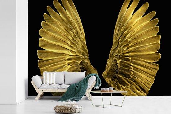 Papier peint - Papiers Papier peint photo Ailes dorées sur fond noir - Largeur 450 cm x Hauteur 300 cm
