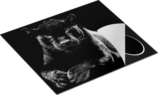 Chefcare Inductie Beschermer Zwarte Panter - Zwart Wit - 60x50 cm - Afdekplaat Inductie - Kookplaat Beschermer - Inductie Mat