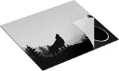Chefcare Inductie Beschermer Silhouet van een Wolf in het Bos - Abstract - Zwart Wit - 58,3x51,3 cm - Afdekplaat Inductie - Kookplaat Beschermer - Inductie Mat