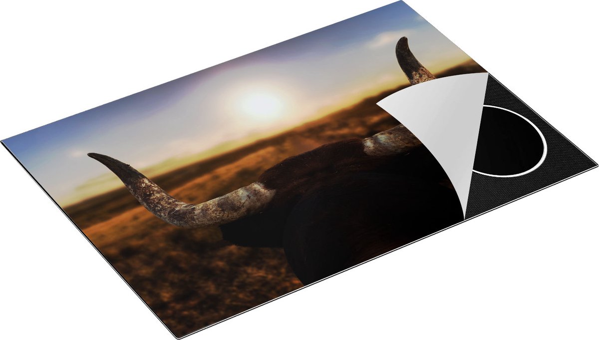 Chefcare Inductie Beschermer Stierenhoorns bij Zonsondergang - 76x51,5 cm - Afdekplaat Inductie - Kookplaat Beschermer - Inductie Mat