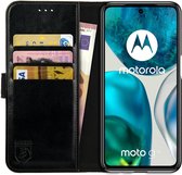Rosso Element Book Case Wallet Hoesje Geschikt voor Motorola Moto G52 | Portemonnee | 3 Pasjes | Magneetsluiting | Stand Functie | Zwart
