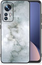 Telefoon Hoesje Xiaomi 12 | 12X Silicone Back Cover met Zwarte rand Painting Grey