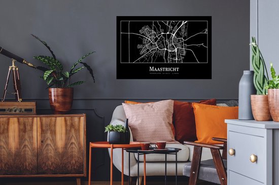 Muurstickers - Sticker Folie - Kaart - Plattegrond - Maastricht - Stadskaart - 90x60 cm - Plakfolie - Muurstickers Kinderkamer - Zelfklevend Behang - Zelfklevend behangpapier - Stickerfolie