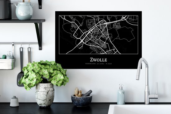 Stickers Stickers muraux - Plan de la ville - Carte - Zwolle - Carte - 60x40 cm - Feuille adhésive