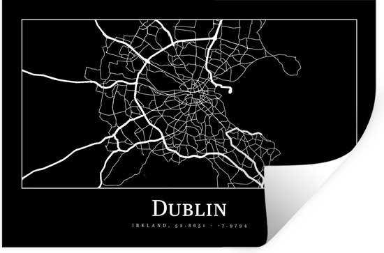 Muurstickers - Sticker Folie - Stadskaart - Dublin - Kaart - Plattegrond - 30x20 cm - Plakfolie - Muurstickers Kinderkamer - Zelfklevend Behang - Zelfklevend behangpapier - Stickerfolie