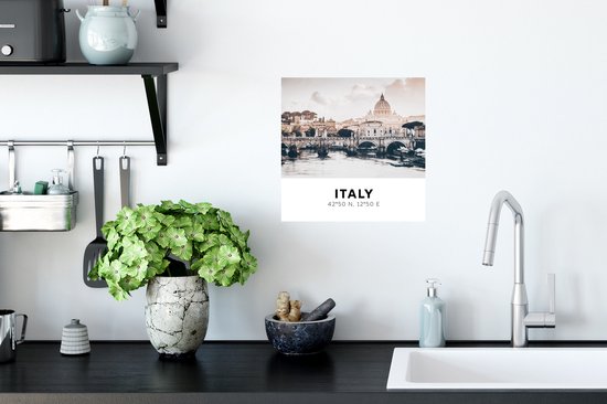 Muurstickers - Sticker Folie - Rome - Italië - Zomer - Skyline - Water - 30x30 cm - Plakfolie - Muurstickers Kinderkamer - Zelfklevend Behang - Zelfklevend behangpapier - Stickerfolie