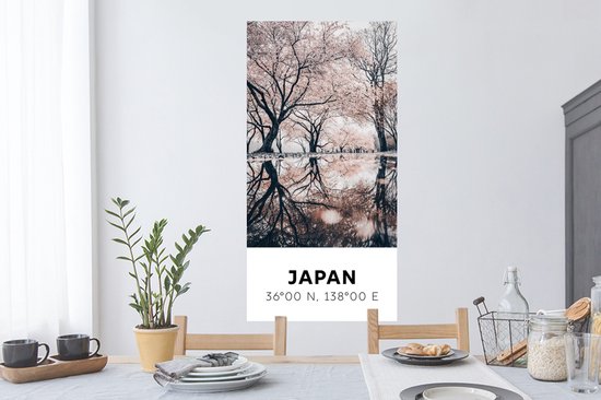 Stickers muraux - Japon - Sakura - Printemps - Rose - 60x120 cm - Feuille adhésive