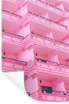 Muurstickers - Sticker Folie - Balkon - Zomer - Roze - Architectuur - 80x120 cm - Plakfolie - Muurstickers Kinderkamer - Zelfklevend Behang - Zelfklevend behangpapier - Stickerfolie