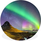 WallCircle - Wandcirkel ⌀ 120 - Aurora - Noorderlicht - Nacht - Ronde schilderijen woonkamer - Wandbord rond - Muurdecoratie cirkel - Kamer decoratie binnen - Wanddecoratie muurcirkel - Woonaccessoires XXL