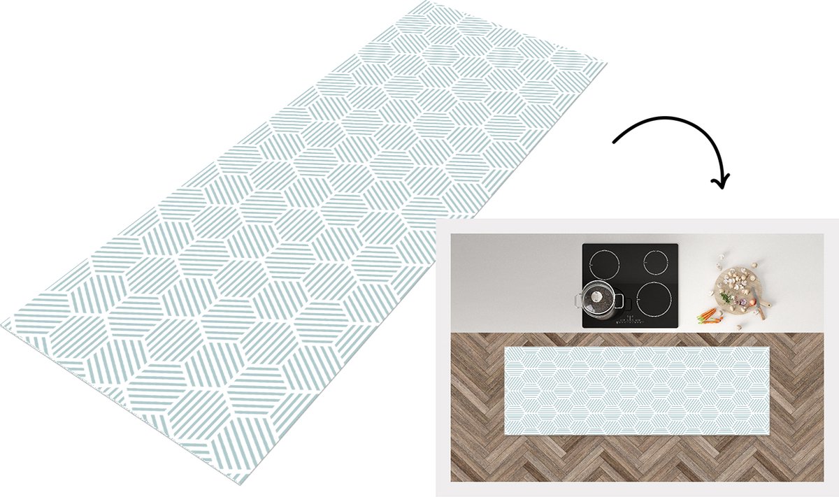 KitchenYeah Keukenloper - Loper keuken - Abstract - Patronen - Design - 180x60 cm - Keukenloper vinyl Multicolor