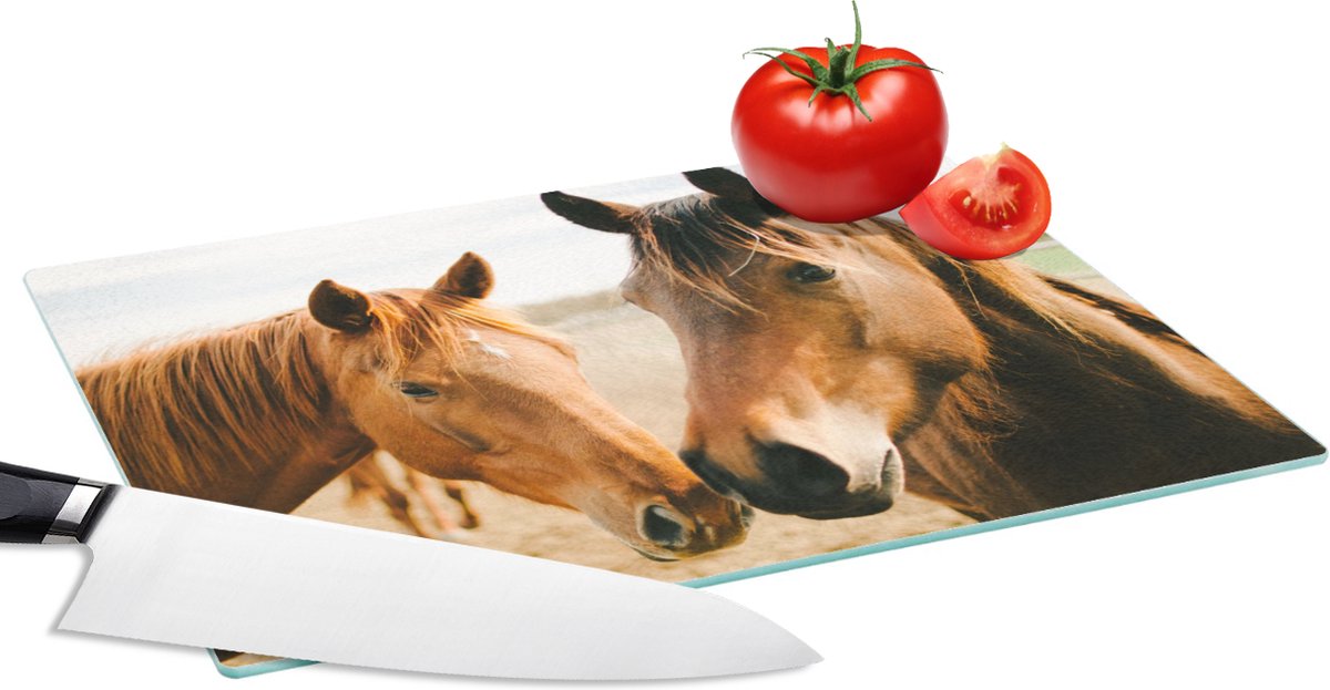 Glazen Snijplank - 28x20 - Paard - Strand - Dieren - Snijplanken Glas