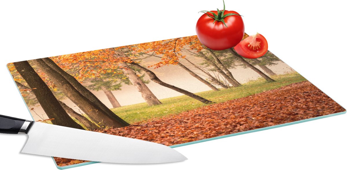 Glazen Snijplank - 39x28 - Bladeren - Herfst - Bos - Snijplanken Glas