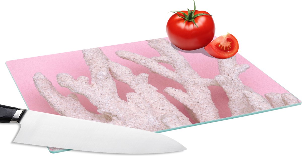 Glazen Snijplank - 28x20 - Koraal - Roze - Zomer - Snijplanken Glas