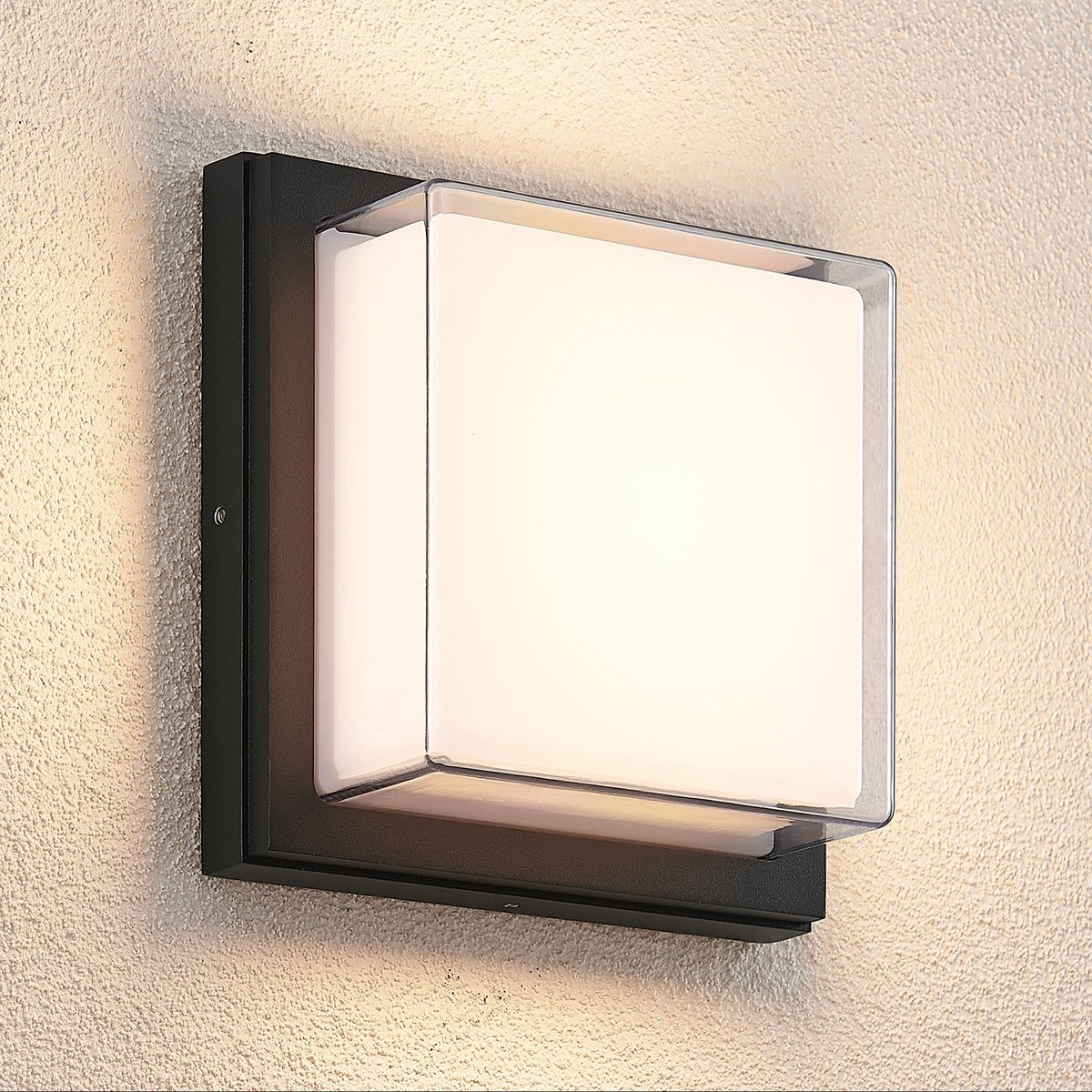 Lindby - LED wandlamp buiten - 1licht - aluminium, kunststof - H: 18.5 cm - donkergrijs - Inclusief lichtbron