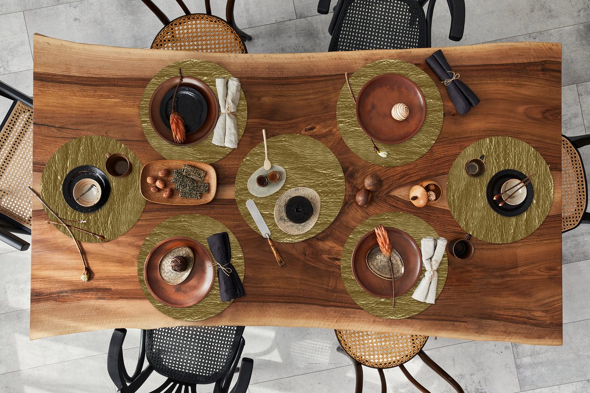 Ronde placemats - Onderlegger - Placemats rond - Goud - Verf - Abstract - 8 stuks