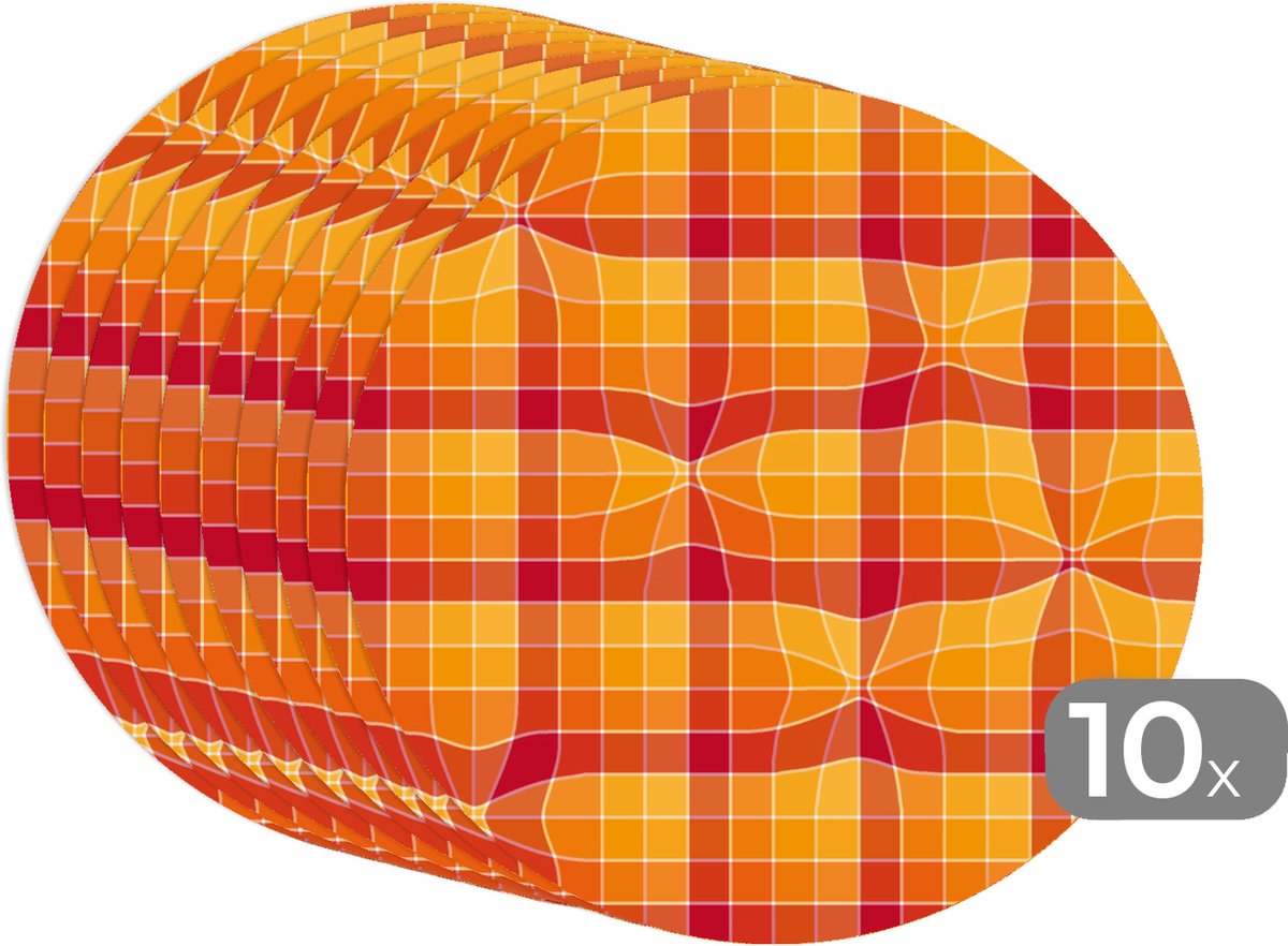 Ronde placemats - Onderlegger - Placemats rond - Oranje - Patronen - Abstract - 10 stuks