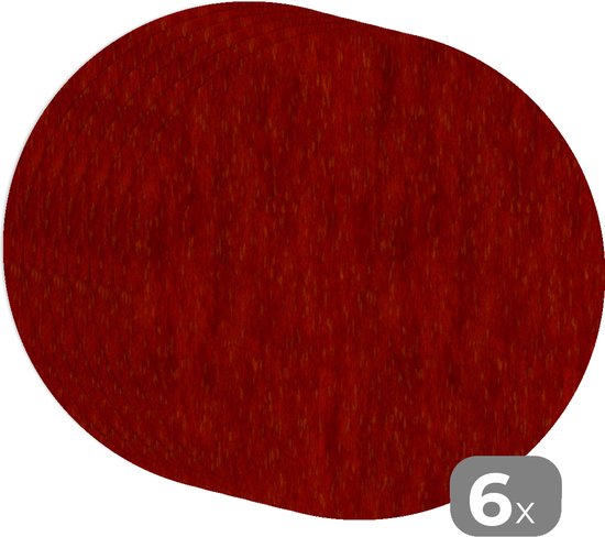 Ronde placemats - Onderlegger - Placemats rond - Roest print - Rood - Patronen - 6 stuks