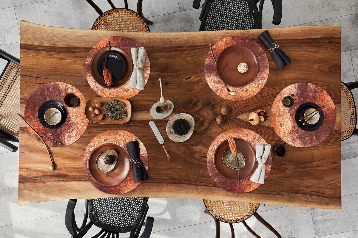 Ronde placemats - Onderlegger - Placemats rond - Staal - Roest print - Plaat - 6 stuks