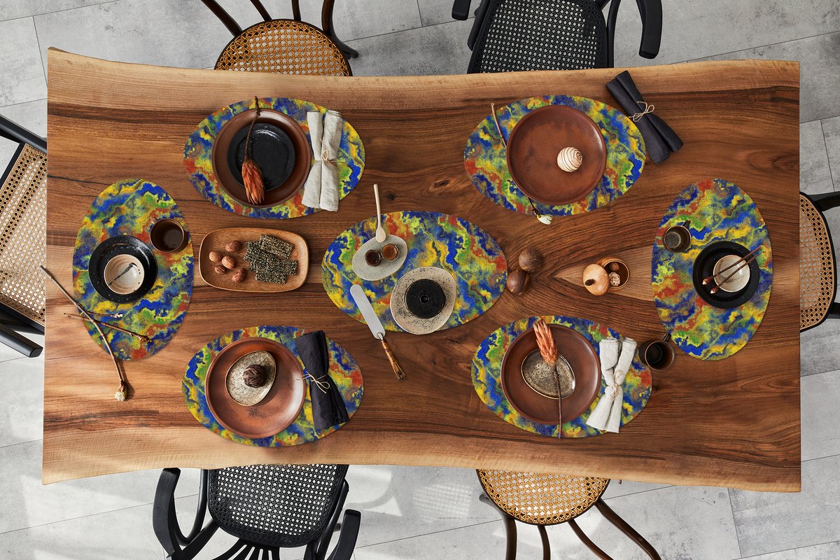 Placemats ovaal - Onderleggers - Ovale placemats - Abstract - Patronen - Verf - 8 stuks