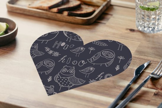 Dessous de verre - Napperons - Napperons coeur - Motifs - Vogel - Hibou - 6 pièces