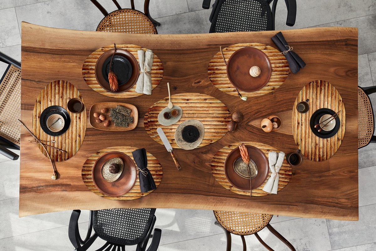 Placemats ovaal - Onderleggers - Ovale placemats - Muur - Planken - Hout - 10 stuks