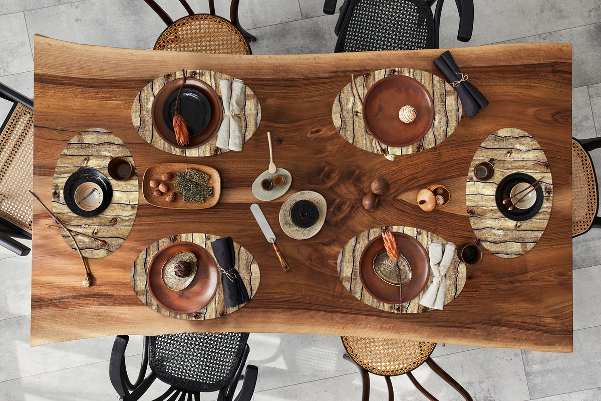 Placemats ovaal - Onderleggers - Ovale placemats - Landelijk - Abstract - Plank - 6 stuks