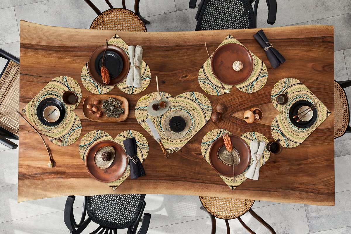 Onderleggers - Placemats - Placemats hartje - Cirkels - Patronen - Zuid-Amerika - 10 stuks