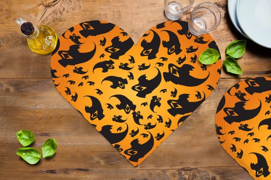 Sous-verres - Napperons de table - Napperons de table coeur - Halloween - Oranje - Motifs - 6 pièces